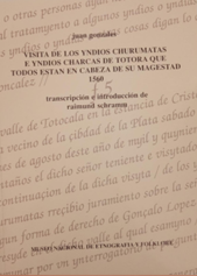 imagen del post VISITA DE LOS INDIOS CHURUMATA E INDIOS CHARCAS DE TOTORA QUE TODOS ESTAN EN CABEZA DE SU MAGESTAD 1560.