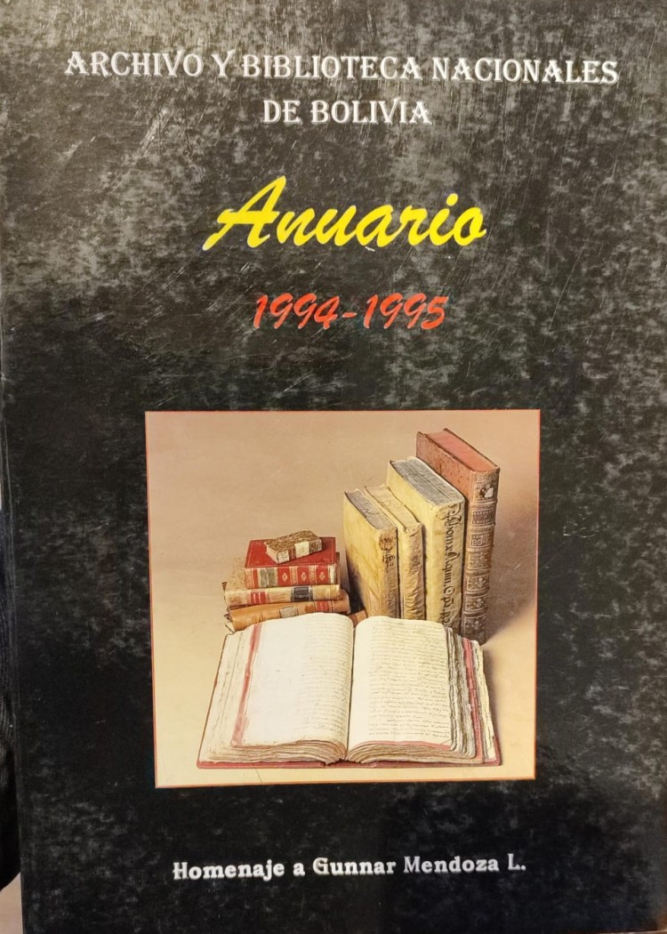 imagen del post Anuario 1994-1995 del Archivo y Biblioteca Nacionales de Bolivia